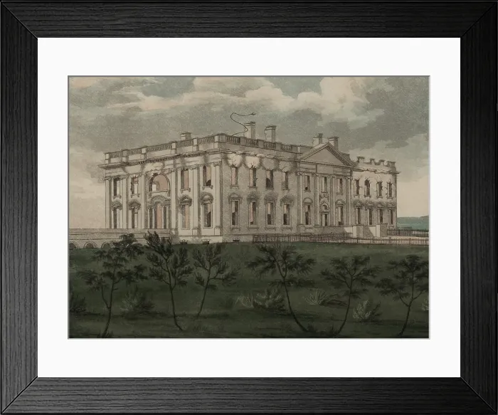 Framed Print : War of 1812. The Burning of Washington, DC, August, 24, 1814. View of the fire gutted White House after the British capture of the city Framed Print : War of 1812. The Burning of Washington, DC, August, 24, 1814. View of the fire gutted White House after the British capture of the city