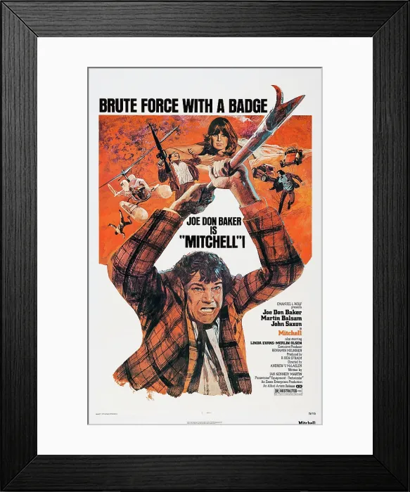 Framed Print : MITCHELL, US poster art, Joe Don Baker, 1975 Framed Print : MITCHELL, US poster art, Joe Don Baker, 1975
