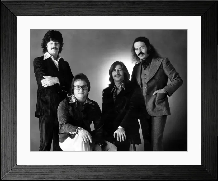 Framed Print : The Guess Who, (l-r) Burton Cummings, Garry Peterson, Bill Wallace, Domenic Troiano, ca. 1975.. Courtesy: CSU Archives  /  Everett Collection