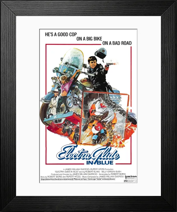 Framed Print : ELECTRA GLIDE IN BLUE, Robert blake (gun), 1973 Framed Print : ELECTRA GLIDE IN BLUE, Robert blake (gun), 1973
