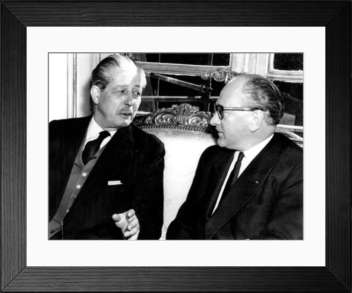 Framed Print : British Prime Minister Harold MacMillan, French Premier Guy Mollet, 03 / 09 / 57. Courtesy: CSU Archives  /  Everett Collection