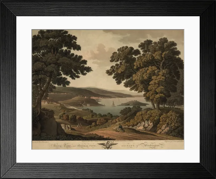 Framed Print : Georgetown and Federal City, or City of Washington in 1800-1801. The government closed business in Philadelphia on May 15, 1800