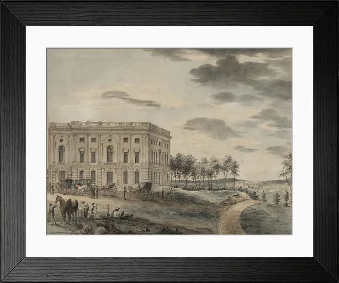 Framed Print : A view of the Capitol at Washington showing the North wing, the Senate Chamber. It was the only section of the Capitol completed when the government moved to Washington in 1800
