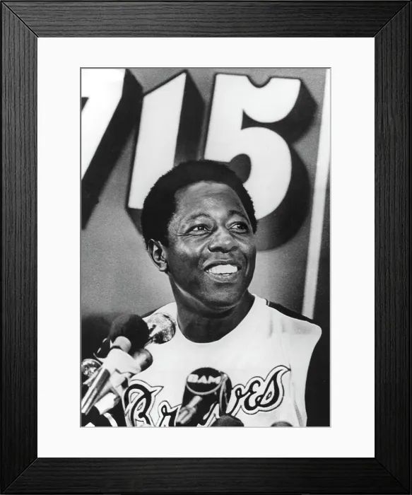 Framed Print : Hank Aaron, during a news conference, describing his 715th Home Run, which broke Babe Ruth's record, April 8, 1974. Courtesy: CSU Archives / Everett Collection Framed Print : Hank Aaron, during a news conference, describing his 715th Home Run, which broke Babe Ruth's record, April 8, 1974. Courtesy: CSU Archives / Everett Collection