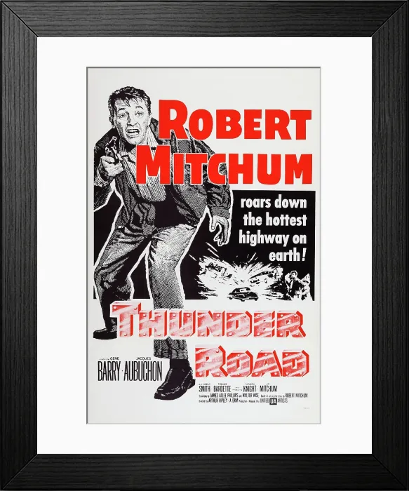 Framed Print : THUNDER ROAD, Robert Mitchum on poster art, 1958