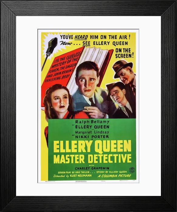 Framed Print : ELLERY QUEEN, MASTER DETECTIVE, US poster art, first three from left: Margaret Lindsay, Ralph Bellamy, James Burke, 1940 Framed Print : ELLERY QUEEN, MASTER DETECTIVE, US poster art, first three from left: Margaret Lindsay, Ralph Bellamy, James Burke, 1940