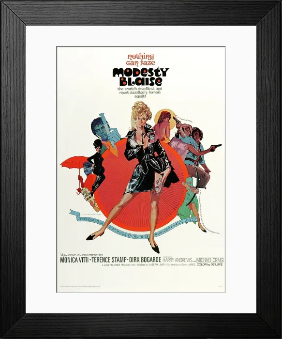Framed Print : MODESTY BLAISE, US poster, Monica Vitti (center), 1966, TM & copyright 20th Century Fox Film Corp. / courtesy Everett Collection Framed Print : MODESTY BLAISE, US poster, Monica Vitti (center), 1966, TM & copyright 20th Century Fox Film Corp. / courtesy Everett Collection