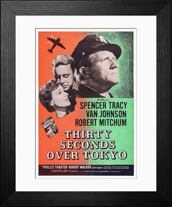 Framed Print : THIRTY SECONDS OVER TOKYO, US poster art, from left: Phyllis Thaxter, Van Johnson, Spencer Tracy, 1944