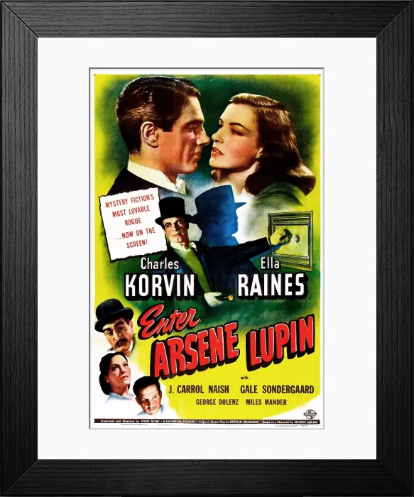 Framed Print : ENTER ARSENE LUPIN, US poster, top from left: Charles Korvin, Ella Raines, bottom left from top: J. Carrol Naish, Gale Sondergaard, George Dolenz, 1944 Framed Print : ENTER ARSENE LUPIN, US poster, top from left: Charles Korvin, Ella Raines, bottom left from top: J. Carrol Naish, Gale Sondergaard, George Dolenz, 1944