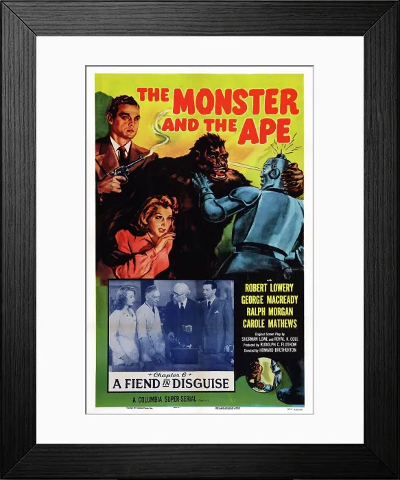 Framed Print : THE MONSTER AND THE APE, US poster art, inset, second left: Ralph Morgan; inset, right: Robert Lowery; Chapter 6: A Fiend in Disguise, 1945