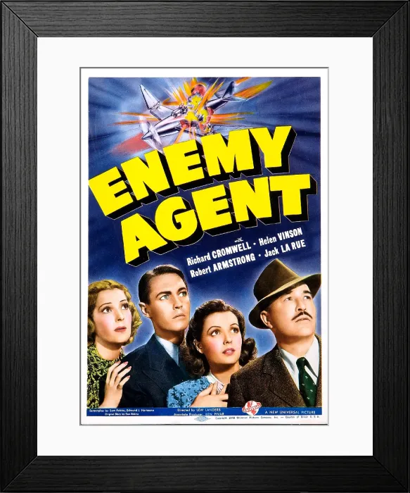 Framed Print : ENEMY AGENT, US poster, from left: Helen Vinson, Richard Cromwell, Marjorie Reynolds, Robert Armstrong, 1940