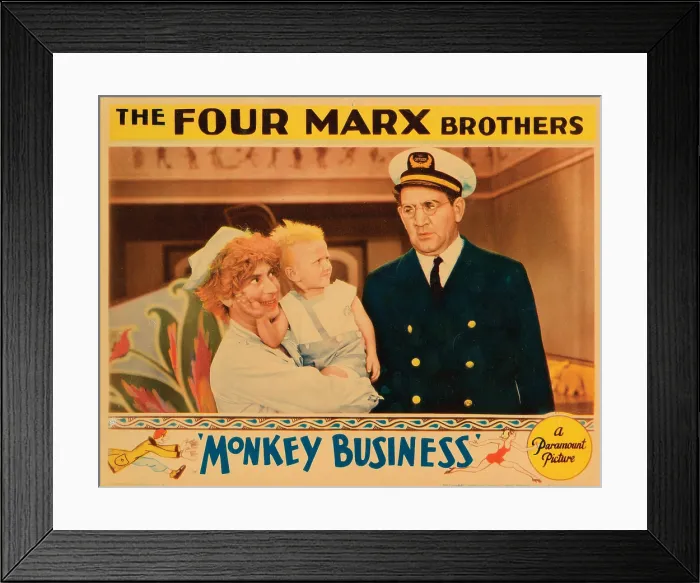 Framed Print : MONKEY BUSINESS, lobbycard, Harpo Marx (left), 1931