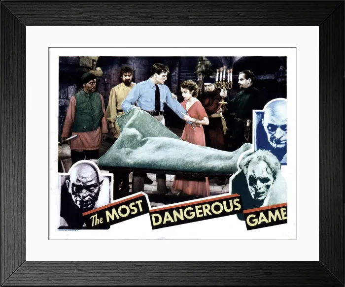 Framed Print : THE MOST DANGEROUS GAME, from left, Oscar Hendrian, Noble Johnson, Joel McCrea, Fay Wray, Leslie Banks, 1932