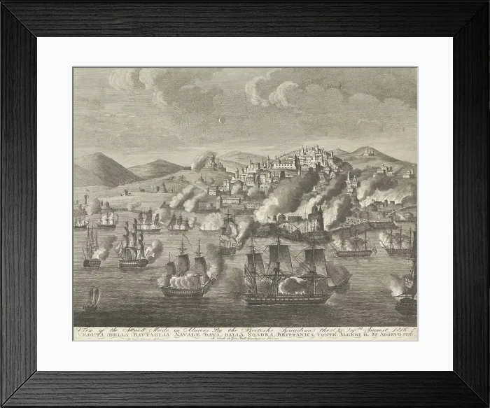 Framed Print : An Anglo-Dutch fleet bombarded Algiers on August 27, 1816. European ships and munitions were deadly enough to devastate the Algerian fleet, harbor, and defenses
