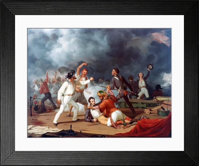 Framed Print : First Barbary War between the US and Tripoli, May 1801-June 1805. Stephen Decatur's sailors fight corsairs on deck of an Tripolitan gunboat, August 3, 1804