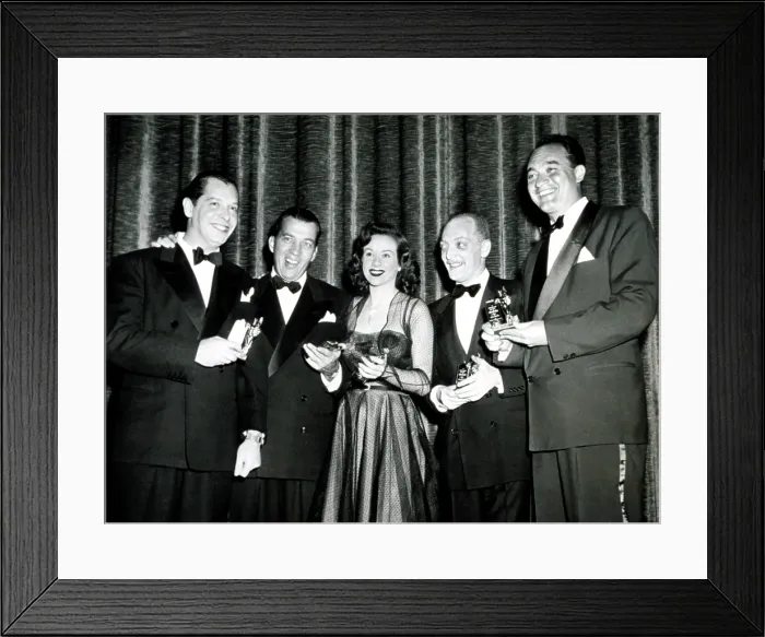 Framed Print : Milton Berle, Ed Sullivan, Fran Warren, Everett Sloane, Mel Allen at the Michael Awards, 1950. Courtesy: CSU Archives  /  Everett Collection