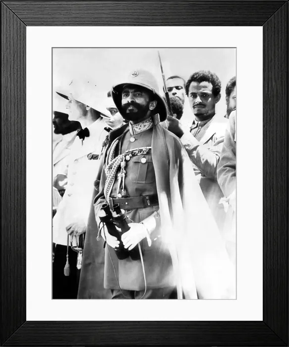 Framed Print : Emperor Haile Selassie, watching the modernized section of his army near Addis Ababa, circa 1935