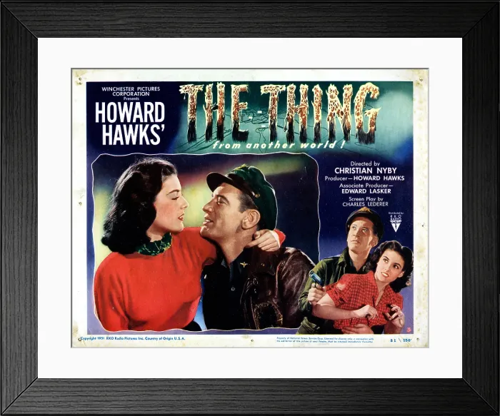 Framed Print : THE THING FROM ANOTHER WORLD, From Left: Margaret Sheridan, Kenneth Tobey, 1951 Framed Print : THE THING FROM ANOTHER WORLD, From Left: Margaret Sheridan, Kenneth Tobey, 1951