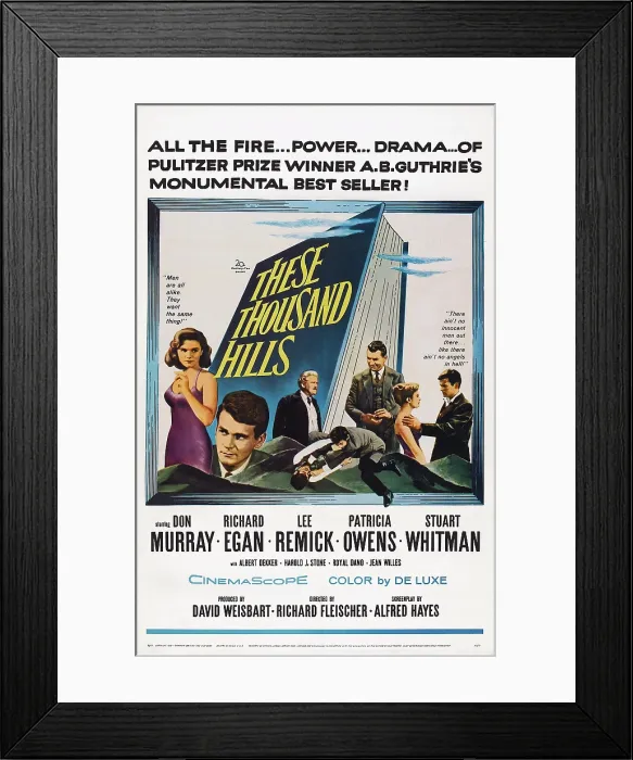 Framed Print : THESE THOUSAND HILLS, US poster, from left: Lee Remick, Don Murray, Albert Dekker, Richard Egan, Lee Remick, Don Murray, 1959