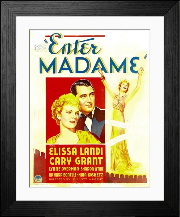 Framed Print : ENTER MADAME, from left: Elissa Landi, Cary Grant on window card, 1935 Framed Print : ENTER MADAME, from left: Elissa Landi, Cary Grant on window card, 1935
