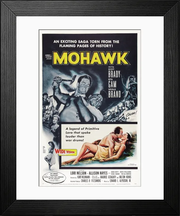 Framed Print : MOHAWK, US poster art, bottom left and above: Allison Hayes, Lori Nelson, 1956. TM & Copyright 20th Century-Fox Film Corp. All rights reserved / courtesy Everett Collection Framed Print : MOHAWK, US poster art, bottom left and above: Allison Hayes, Lori Nelson, 1956. TM & Copyright 20th Century-Fox Film Corp. All rights reserved / courtesy Everett Collection