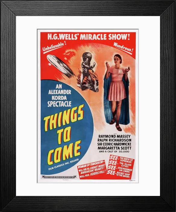 Framed Print : THINGS TO COME, poster art, l-r: Raymond Massey, Margaretta Scott, 1936 Framed Print : THINGS TO COME, poster art, l-r: Raymond Massey, Margaretta Scott, 1936