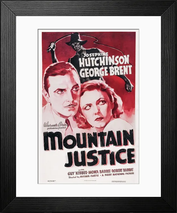 Framed Print : MOUNTAIN JUSTICE, US poster art, from back: Robert Barrat, George Brent, Josephine Hutchinson, 1937