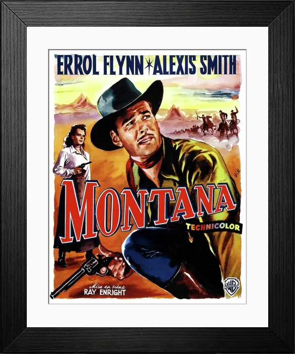 Framed Print : MONTANA, Alexis Smith, Errol Flynn, (Belgian poster art), 1950 Framed Print : MONTANA, Alexis Smith, Errol Flynn, (Belgian poster art), 1950