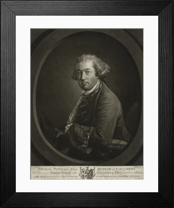 Framed Print : Thomas Pownall, was the British colonial governor of the Province of Massachusetts Bay from 1757 to 1760