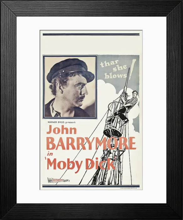 Framed Print : MOBY DICK, John Barrymore on window card, 1930 Framed Print : MOBY DICK, John Barrymore on window card, 1930