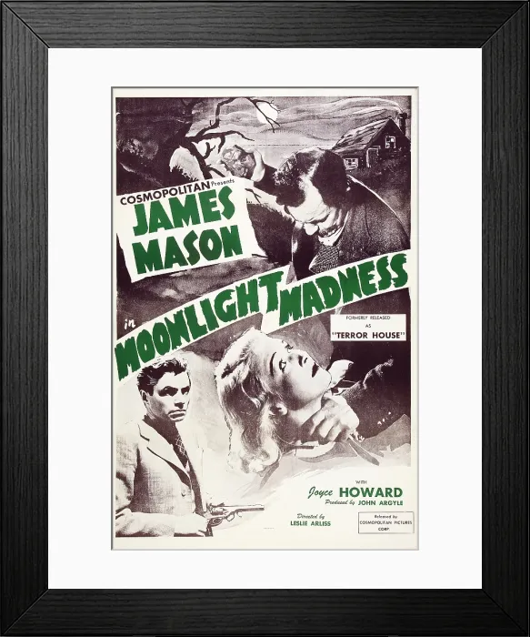 Framed Print : MOONLIGHT MADNESS, (aka TERROR HOUSE, aka THE NIGHT HAS EYES), left: James Mason, center: Joyce Howard, 1942