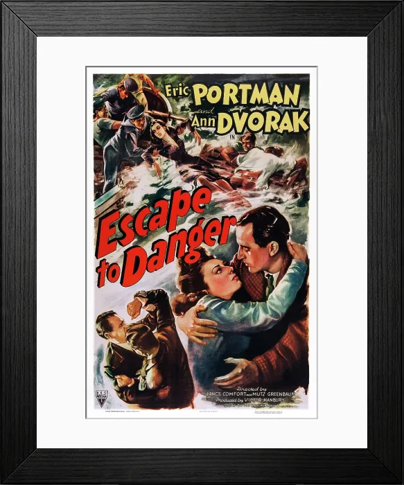 Framed Print : ESCAPE TO DANGER, US poster art, bottom right: Ann Dvorak, Eric Portman, 1943