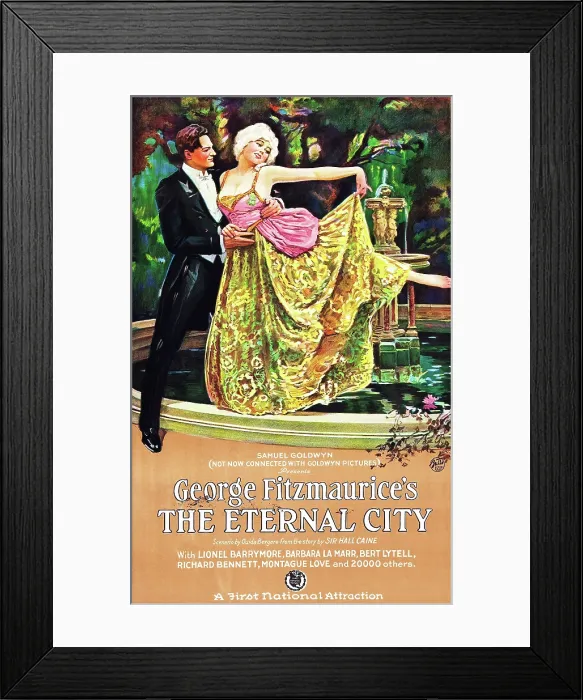 Framed Print : THE ETERNAL CITY, l-r: Barbara La Marr, Lionel Barrymore on poster art, 1923