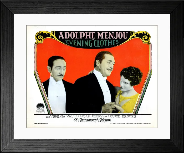 Framed Print : EVENING CLOTHES, lobbycard, from left: Adolphe Menjou, Noah Beery, Louise Brooks, 1927 Framed Print : EVENING CLOTHES, lobbycard, from left: Adolphe Menjou, Noah Beery, Louise Brooks, 1927