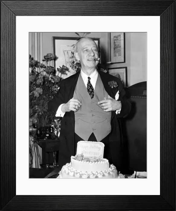 Framed Print : Former Governor of New York Alfred E. Smith, (1873-1944), celebrating his 67th birthday at his Empire State Building office in New York, December 30, 1940