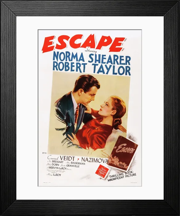 Framed Print : ESCAPE, l-r: Robert Taylor, Norma Shearer on poster art, 1940
