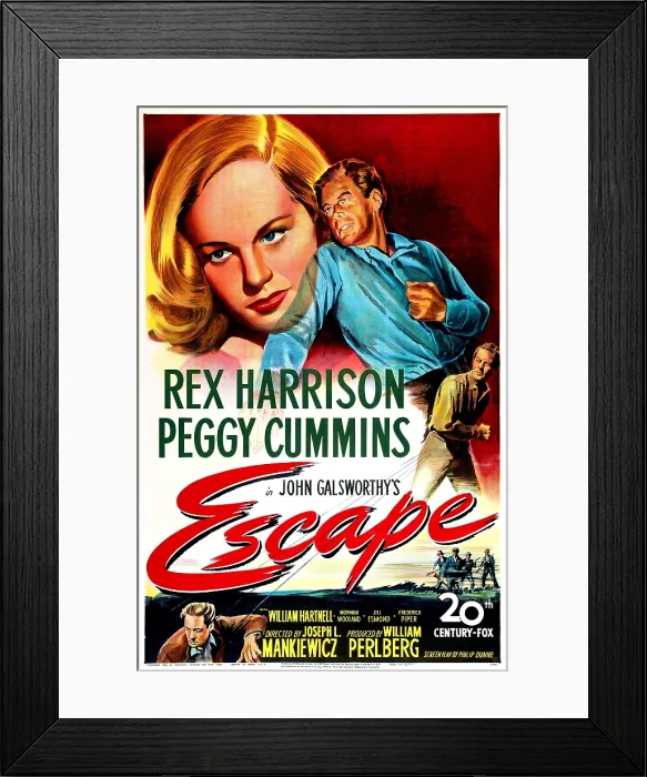 Framed Print : ESCAPE, British poster, Rex Harrison, Peggy Cummins, 1948. 20th Century Fox, TM & Copyright / courtesy Everett Collection
