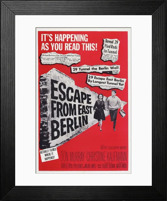 Framed Print : ESCAPE FROM EAST BERLIN, poster art, l-r: Christine Kaufmann, Don Murray, 1962 Framed Print : ESCAPE FROM EAST BERLIN, poster art, l-r: Christine Kaufmann, Don Murray, 1962