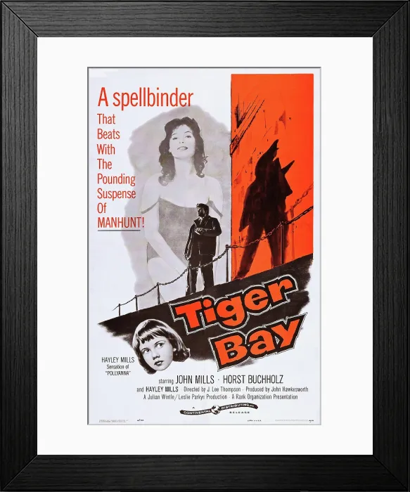 Framed Print : TIGER BAY, (aka MYSTERY AT TIGER BAY), US poster art, from top: Yvonne Mitchell, Horst Buchholz, Hayley Mills, 1959 Framed Print : TIGER BAY, (aka MYSTERY AT TIGER BAY), US poster art, from top: Yvonne Mitchell, Horst Buchholz, Hayley Mills, 1959