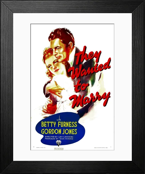 Framed Print : THEY WANTED TO MARRY, US poster art, from left: Betty Furness, Gordon Jones, 1937