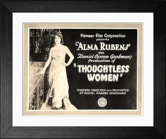 Framed Print : THOUGHTLESS WOMEN, on left: Alma Rubens; Title card, 1920 Framed Print : THOUGHTLESS WOMEN, on left: Alma Rubens; Title card, 1920