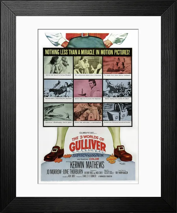 Framed Print : THE 3 WORLDS OF GULLIVER, US poster, 1960