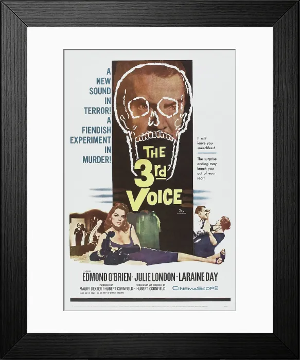 Framed Print : THE 3RD VOICE, top: Edmond O'Brien, bottom: Julie London, Edmond O'Brien, Laraine Day on poster art, 1960, TM and Copyright 20th Century Fox Film Corp