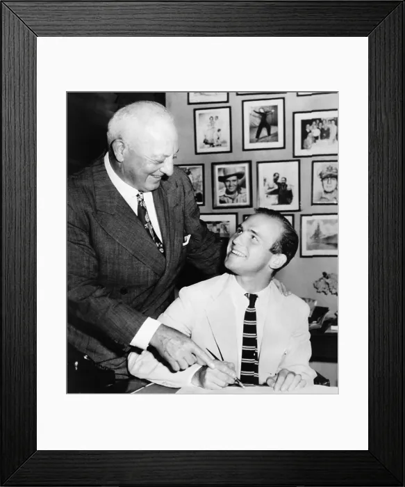 Framed Print : Dick Button, amateur figure skater and Gen. John Reed Kilpatrick, Pres. Madison Square Garden, New York, 1950s. Courtesy: CSU Archives / Everett Collection Framed Print : Dick Button, amateur figure skater and Gen. John Reed Kilpatrick, Pres. Madison Square Garden, New York, 1950s. Courtesy: CSU Archives / Everett Collection