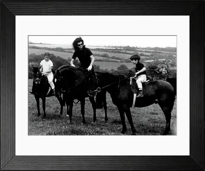 Framed Print : Caroline Kennedy, Jaqueline Kennedy, John F. Kennedy, Jr. on horseback in Ireland, 1967. Courtesy: CSU Archives  /  Everett Collection