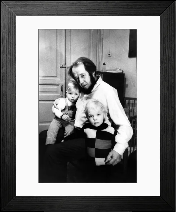 Framed Print : Author Alexander Solzhenitsyn with sons Ignati (front) and Yermolai (left) at home, Moscow, Russia, January 19, 2974. Courtesy: CSU Archives  /  Everett Collection