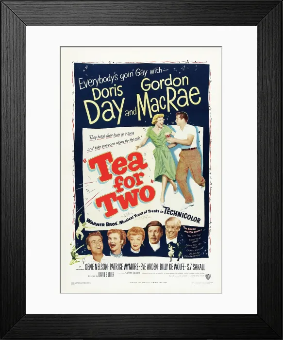 Framed Print : TEA FOR TWO, US poster art, top: Doris Day, Gordon MacRae; bottom from left: Gene Nelson, Patrice Wymore, Eve Arden, Billy De Wolfe, S.Z. Sakall, 1950