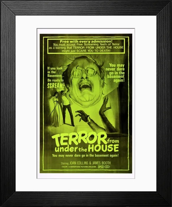Framed Print : TERROR FROM UNDER THE HOUSE, (aka INN OF THE FRIGHTENED PEOPLE, aka REVENGE), US poster, 1971 Framed Print : TERROR FROM UNDER THE HOUSE, (aka INN OF THE FRIGHTENED PEOPLE, aka REVENGE), US poster, 1971