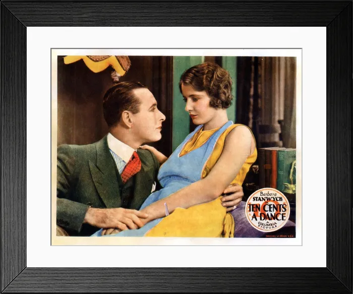 Framed Print : TEN CENTS A DANCE, from left, Monroe Owsley, Barbara Stanwyck, 1931 Framed Print : TEN CENTS A DANCE, from left, Monroe Owsley, Barbara Stanwyck, 1931