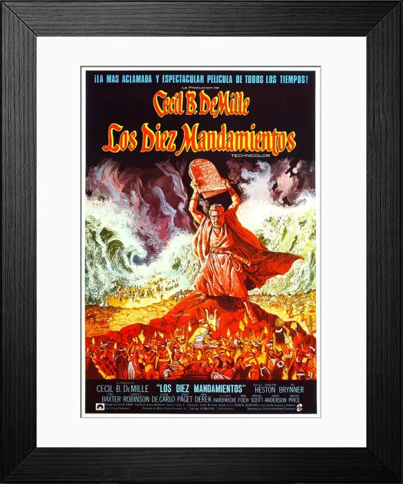 Framed Print : THE TEN COMMANDMENTS, Charlton Heston on Spanish poster art, 1956